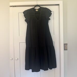 Spring/ Summer Black Ruffle Sleeve Dress